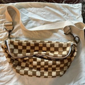 Jenna Bee Hand Made OCHRE & CREAM CHECKERED SLING BAG